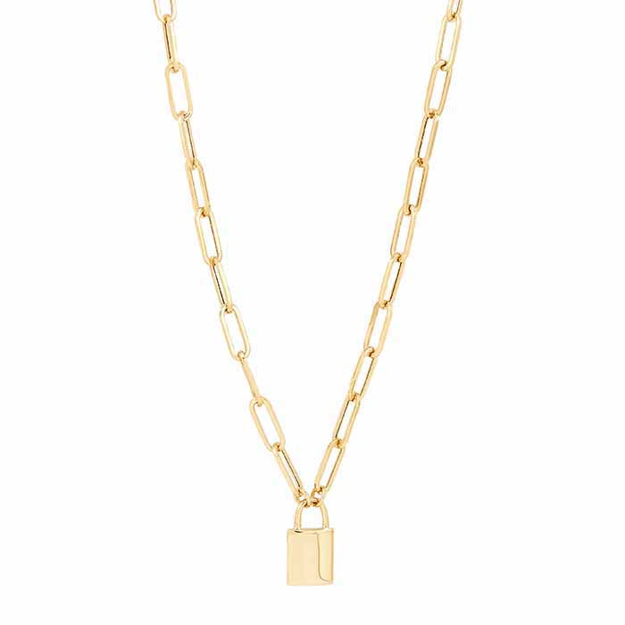 10K Yellow Gold Lock Necklace