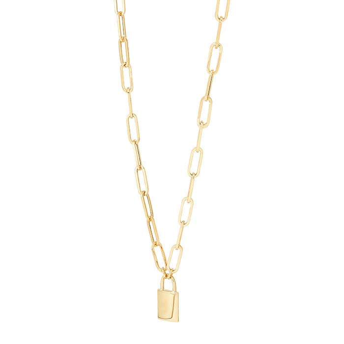 10K Yellow Gold Lock Necklace