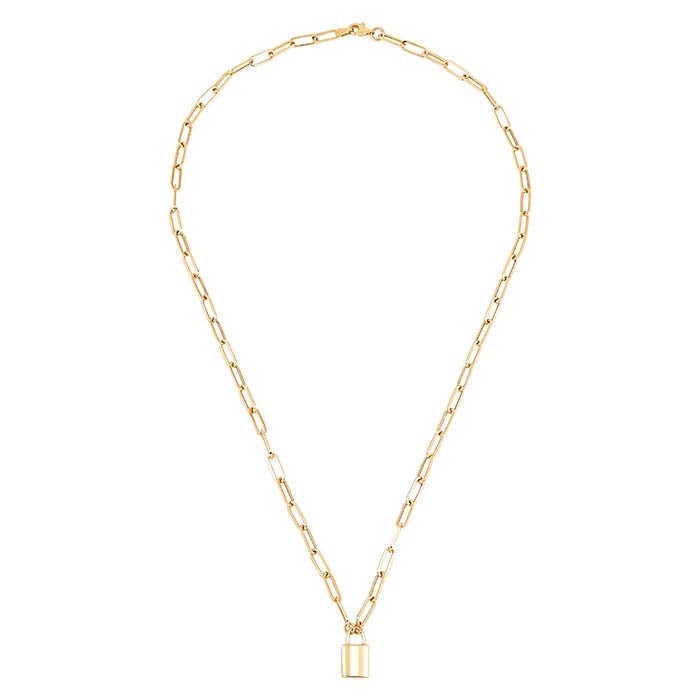 10K Yellow Gold Lock Necklace