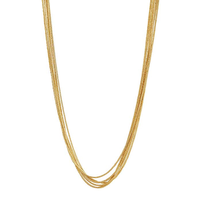 14K Gold-Plated Sterling Silver Seven Strand Braided Herringbone Necklace