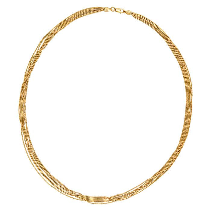 14K Gold-Plated Sterling Silver Seven Strand Braided Herringbone Necklace