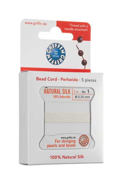 Griffin™ Bead Cord Nº 16 – 1.05 mm | Pack of 5 | Natural Silk, NylonPower | Multiple Colors | With Needle
