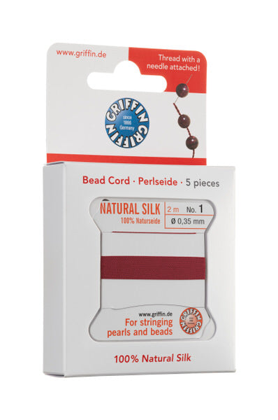 Griffin™ Bead Cord Nº 16 – 1.05 mm | Pack of 5 | Natural Silk, NylonPower | Multiple Colors | With Needle