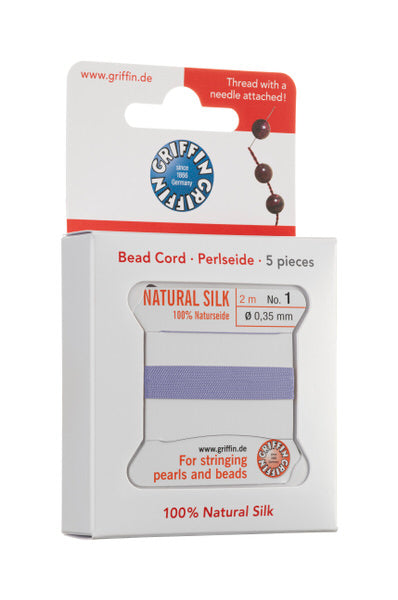 Griffin™ Bead Cord Nº 16 – 1.05 mm | Pack of 5 | Natural Silk, NylonPower | Multiple Colors | With Needle