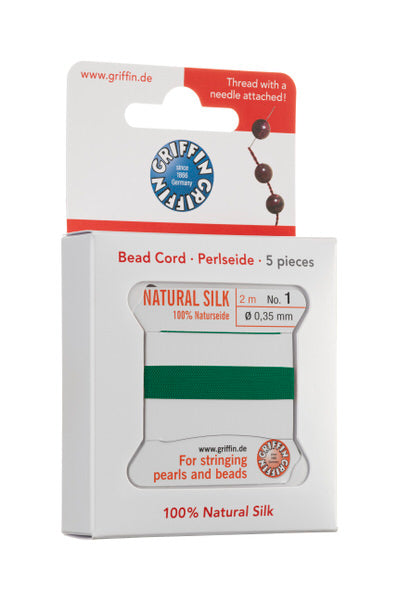 Griffin™ Bead Cord Nº 16 – 1.05 mm | Pack of 5 | Natural Silk, NylonPower | Multiple Colors | With Needle