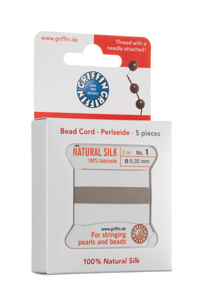 Griffin™ Bead Cord Nº 16 – 1.05 mm | Pack of 5 | Natural Silk, NylonPower | Multiple Colors | With Needle