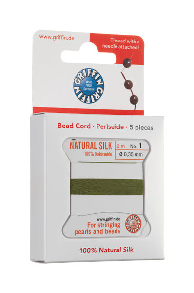 Griffin™ Bead Cord Nº 16 – 1.05 mm | Pack of 5 | Natural Silk, NylonPower | Multiple Colors | With Needle