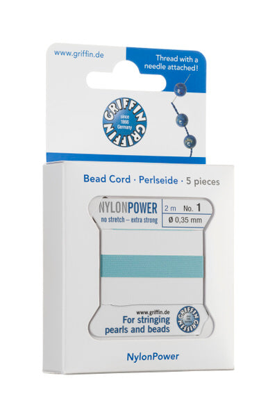 Griffin™ Bead Cord Nº 16 – 1.05 mm | Pack of 5 | Natural Silk, NylonPower | Multiple Colors | With Needle
