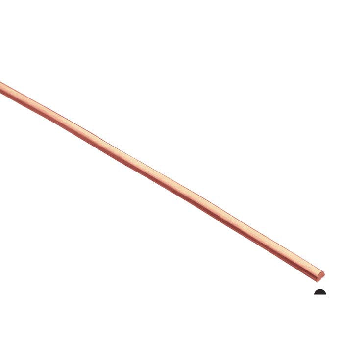 14/20 Rose Gold-Filled Half-Round Wire, 1/2-Hard