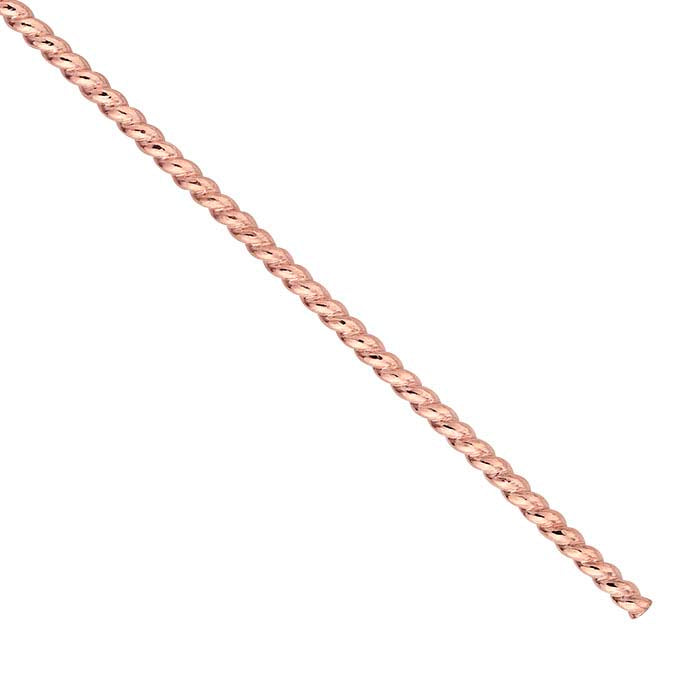 14/20 Rose Gold-Filled Round Twist-Pattern Wire, 4.12mm, Dead-Soft