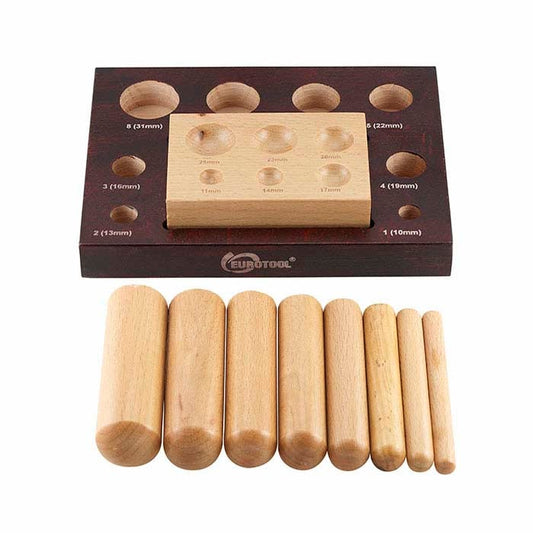 Wood Dapping Block and Punch Set with Stand