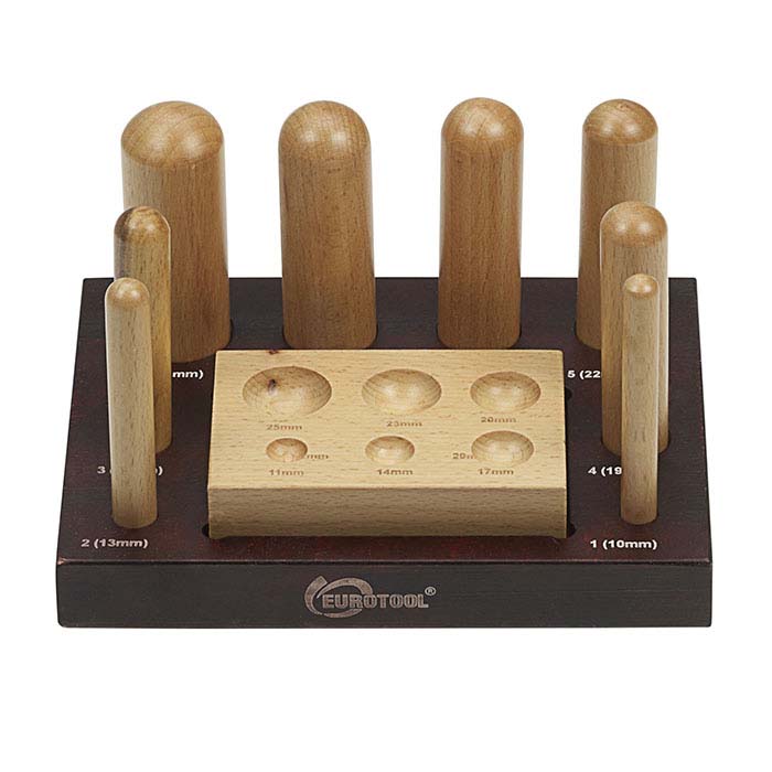 Wood Dapping Block and Punch Set with Stand