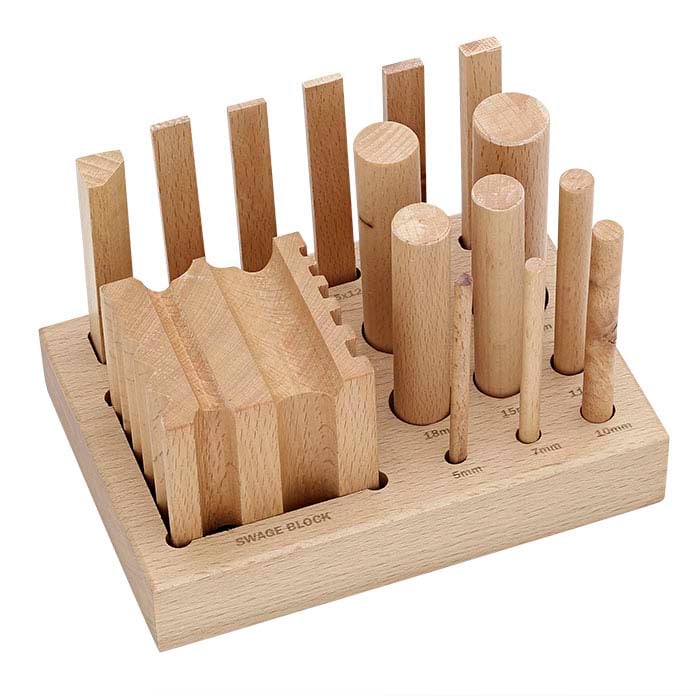 Wood Dapping Block and Punch Set with Stand