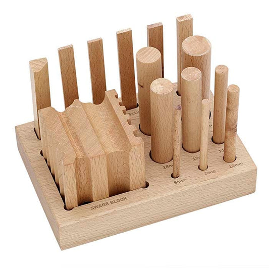 Wood Dapping Block and Punch Set with Stand