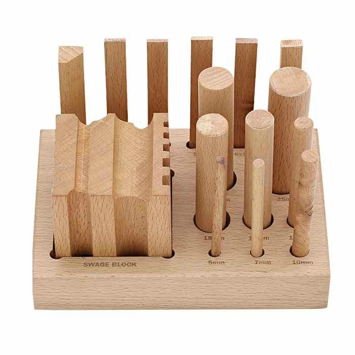 Wood Dapping Block and Punch Set with Stand