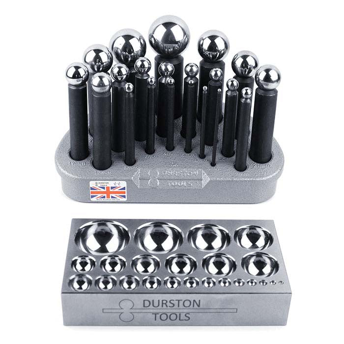 Durston Steel 21-Piece Dapping Punch Set with Block