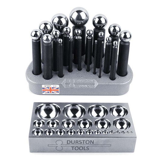 Durston Steel 21-Piece Dapping Punch Set with Block