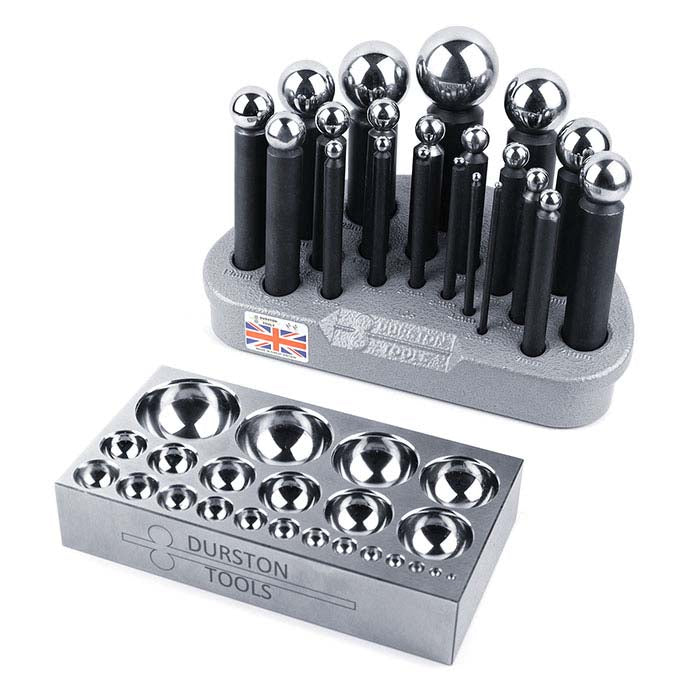 Durston Steel 21-Piece Dapping Punch Set with Block