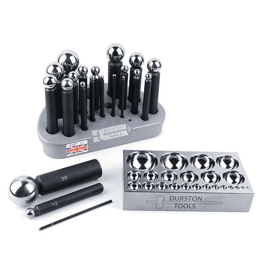 Durston Steel 21-Piece Dapping Punch Set with Block
