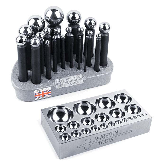 Durston Steel 21-Piece Dapping Punch Set with Block