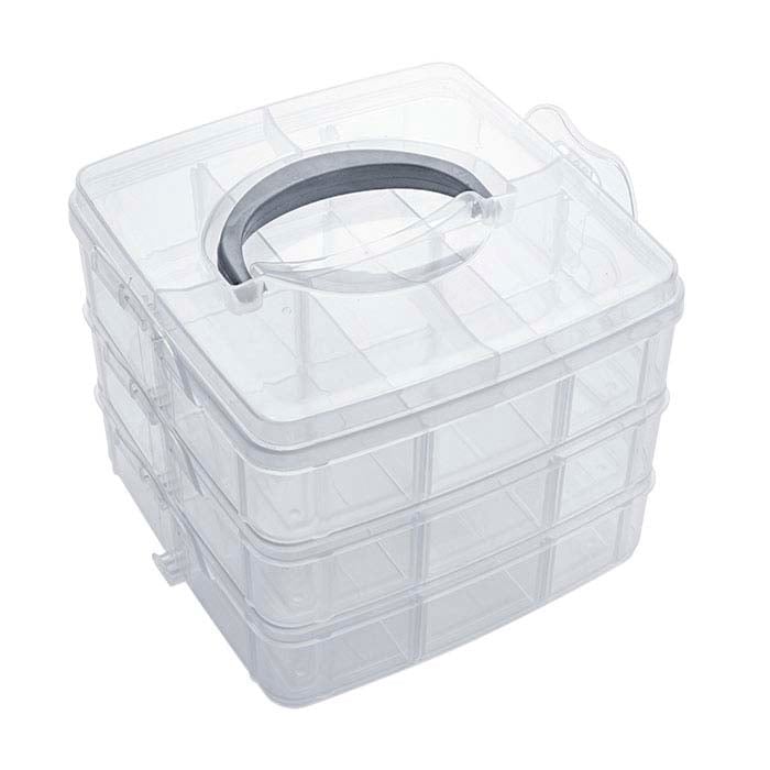 Plastic 18-Compartment Three-Level  Stacked Organizer Box