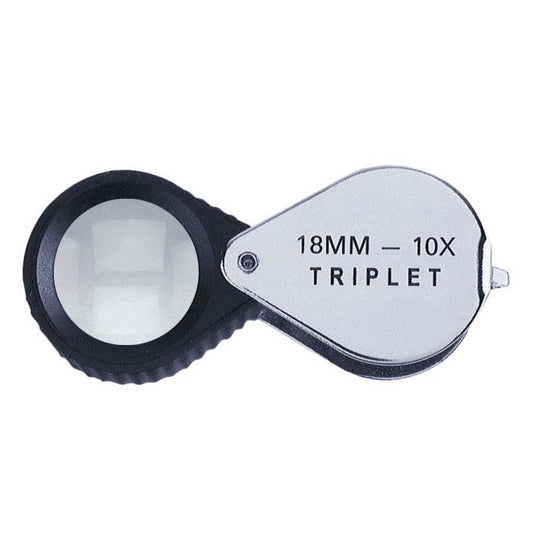 10X Triplet Loupe, Black and Chrome