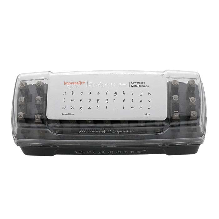 סט חותמות עיצוב ImpressArt® , אלפבית בריג'ט אותיות קטנות, תווים בגודל 3mm
