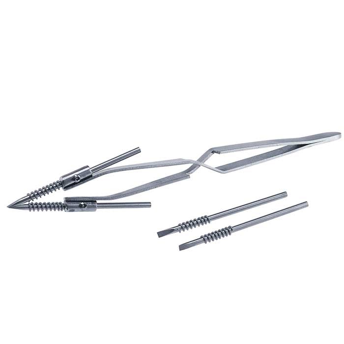 Swanstrom Cross-Lock Soldering Tweezers with Tungsten and Titanium Tip Sets