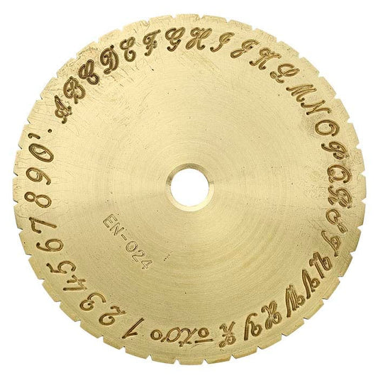Brass Script Font Dial for Inside-Ring Engraver