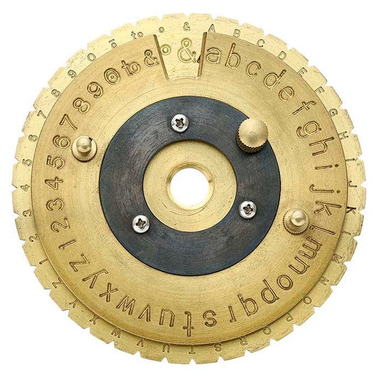 Blocco di Collegamento in Ottone con Quadrante Font per Incisore Interno ad Anello