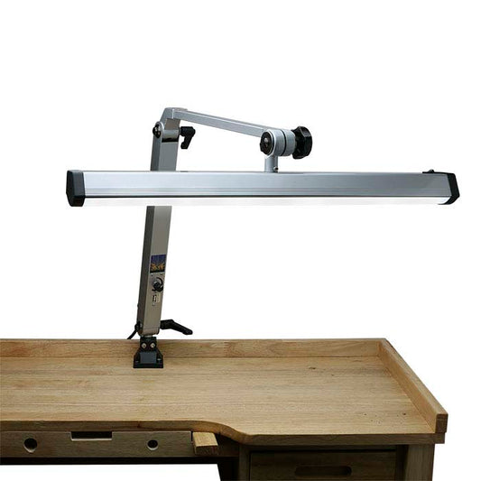 Extra-Wide Silver-Finish Jeweler's LED Task Lamp with USB Port