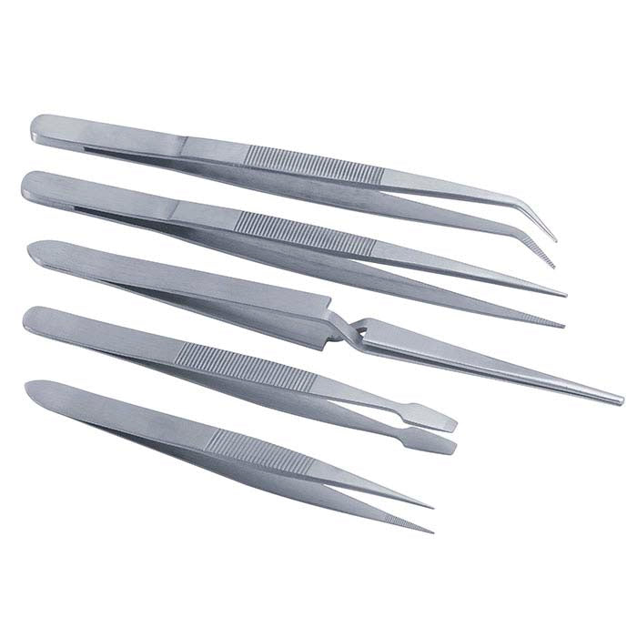 פינצטה שימושית מפלדת אל-חלד, סט של 5