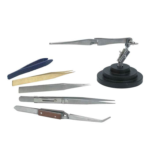 Hands-Free Tweezers Assortment with Third-Hand Base