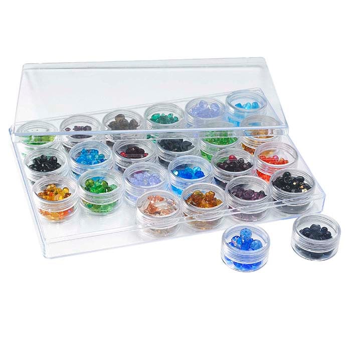 Plateau organisateur de perles en acrylique avec 24 bocaux
