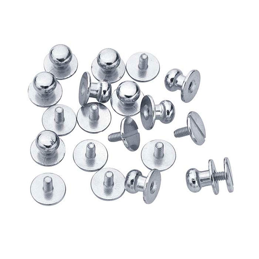 Stalowy, niklowany zestaw śrubowych napów 6,35 mm do skóry