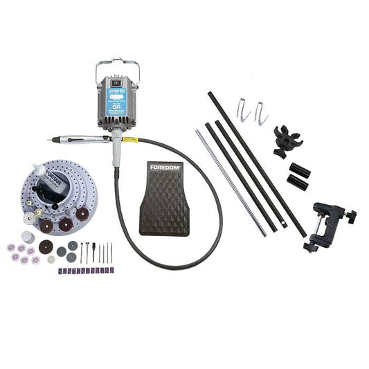 Foredom® SR-Motor mit H.20®-Schnellwechsel-Handstück-Flexwellensystem mit Motoraufhängung