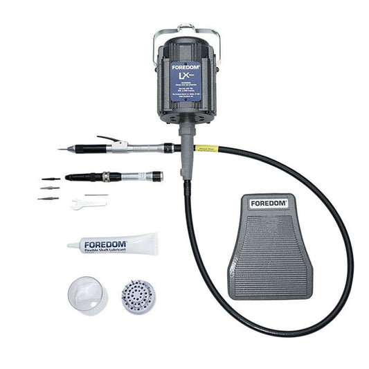 Foredom® K.2845-System mit LX-Motor, H.15®- und H.18®-Handstücken und C.SXR-Fußsteuerung
