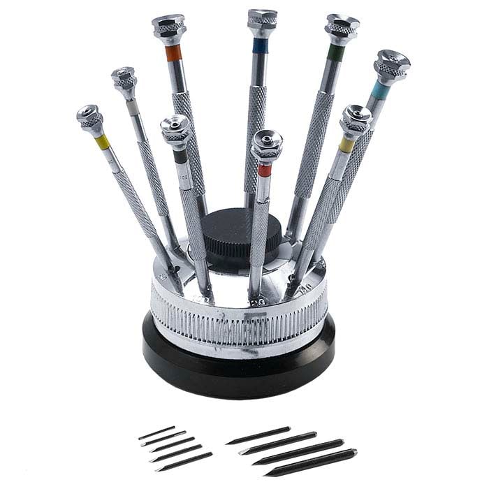 Screwdriver Replaceable-Tip Color-Coded Set with Stand