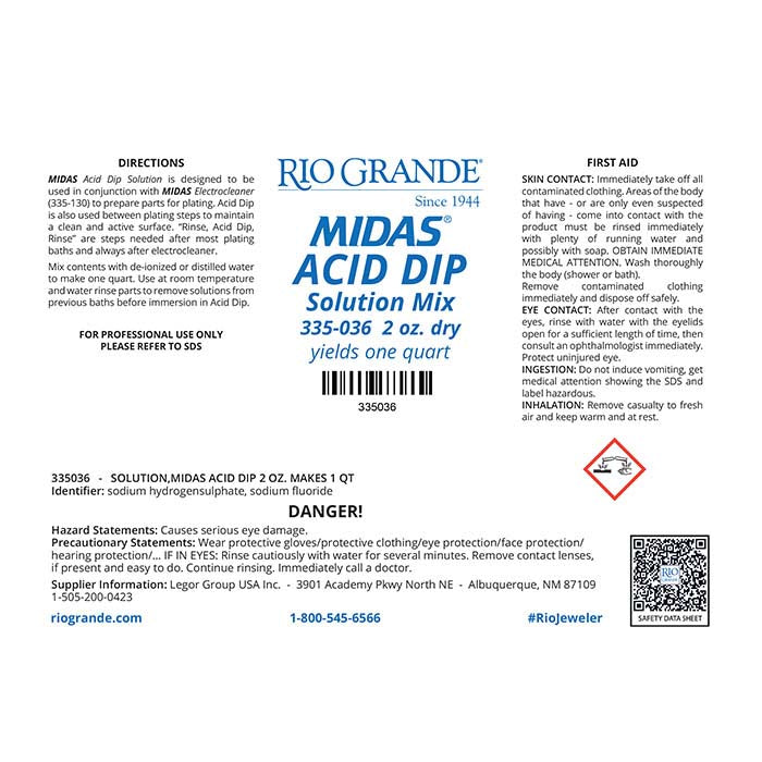Midas® Rhodium Plating Solution, Acid-Based
