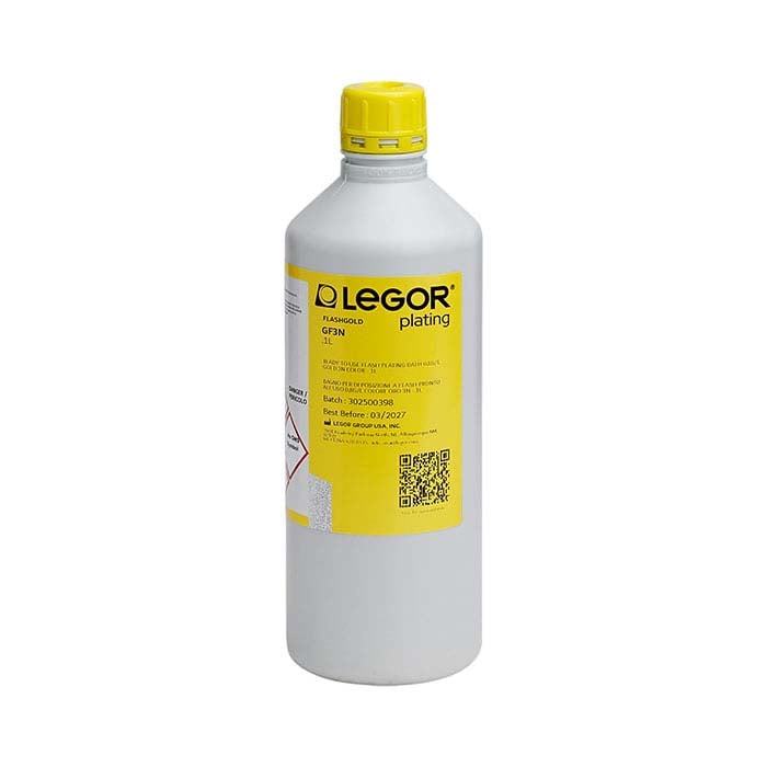 Legor® GF3N Yellow Gold Plating Solution, Cyanide-Based