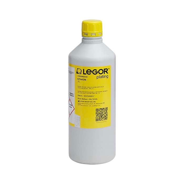 Legor® GT4A3N Heavy-Deposition Yellow Gold Plating Solution, Acid Based