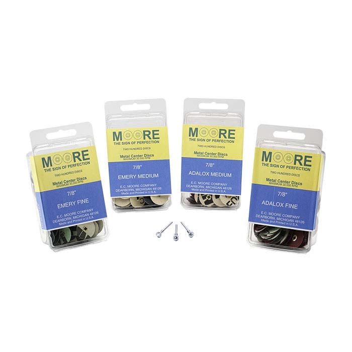 E.C. Moore Mässingscentrerad Snap-On Snap-Off Sandpapper med Pappersbaksida Kit