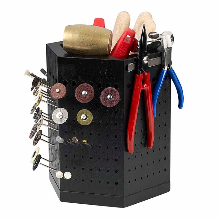 Wood Six-Sided Rotating Bur & Tool Organizer