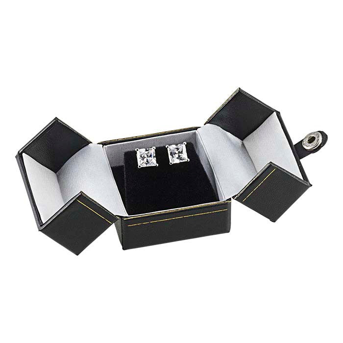 Faux Leather Snap-Tab Earring Gift Box