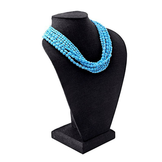 Black Linen Necklace Bust Display