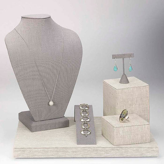 Silver Linen Necklace Bust Display