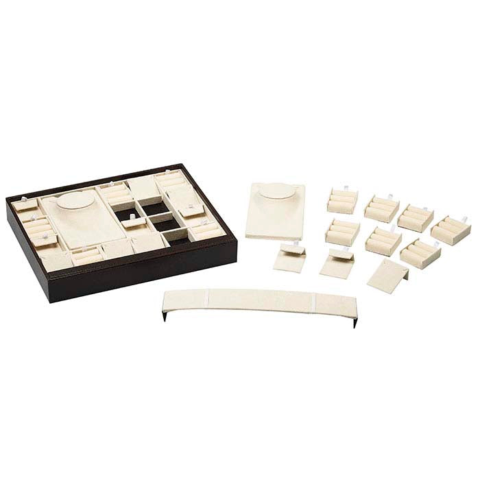 Brown Faux Leather Stackable Combination Tray