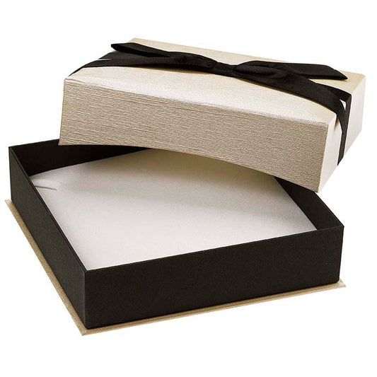 Ribbon-Wrapped Linen Paper Necklace Gift Box