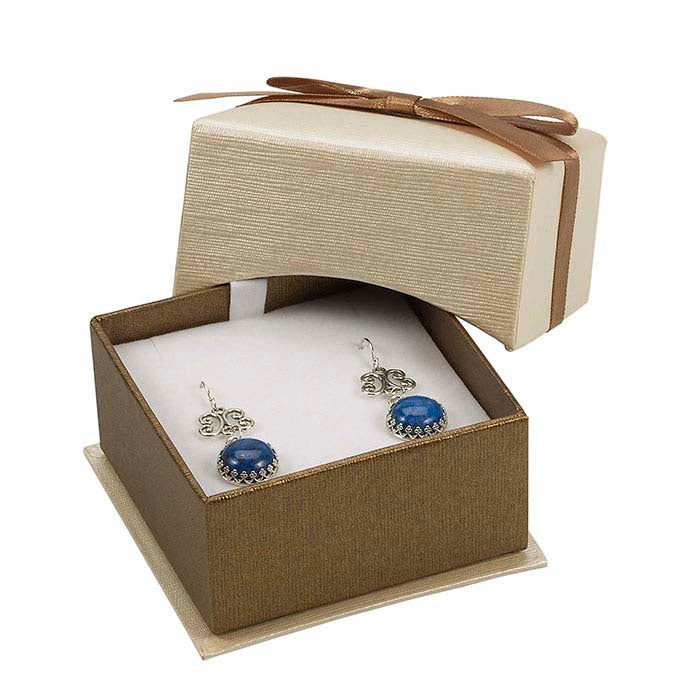 Ribbon-Wrapped Linen Paper Earring Gift Box
