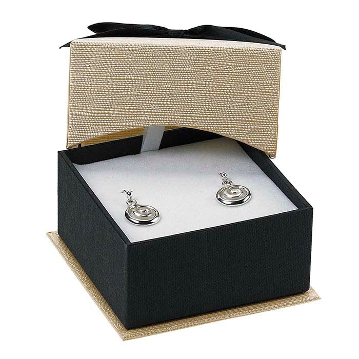 Ribbon-Wrapped Linen Paper Earring Gift Box